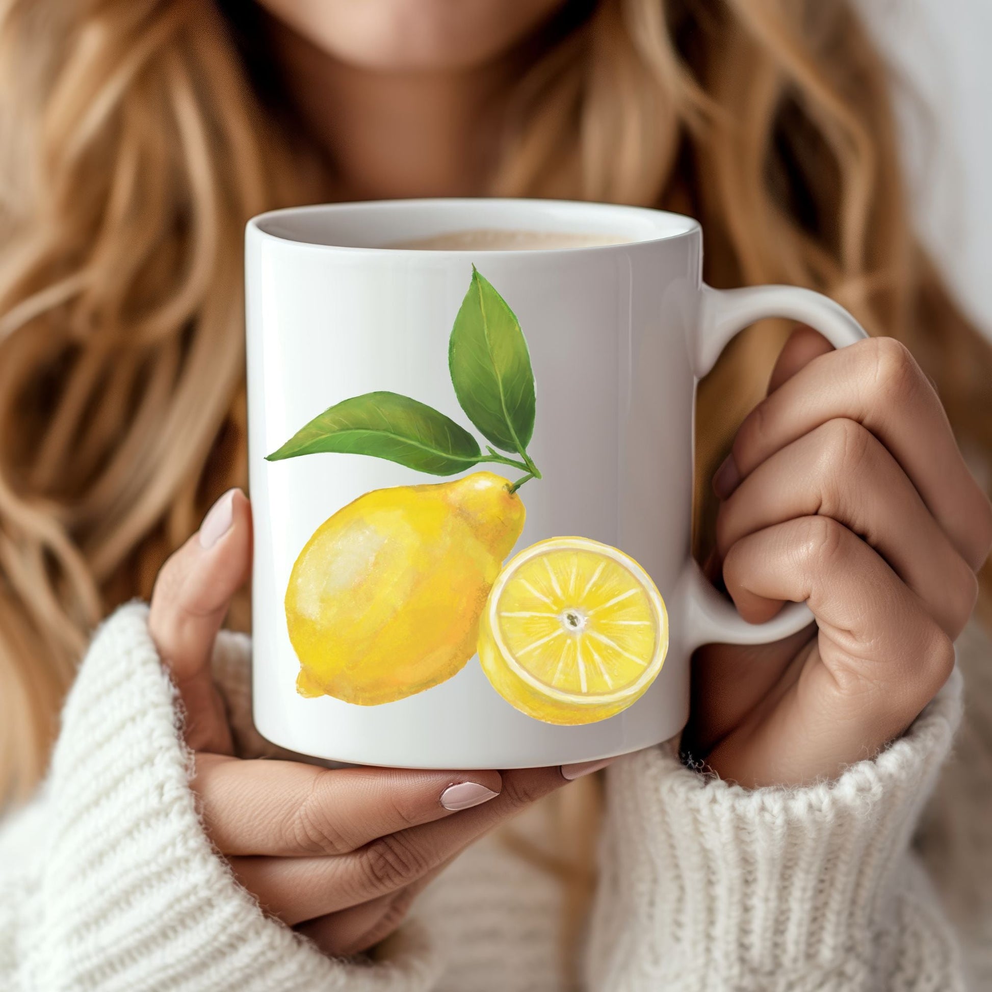 Refreshing Lemon Mug with Citrus Art - MerikaArt