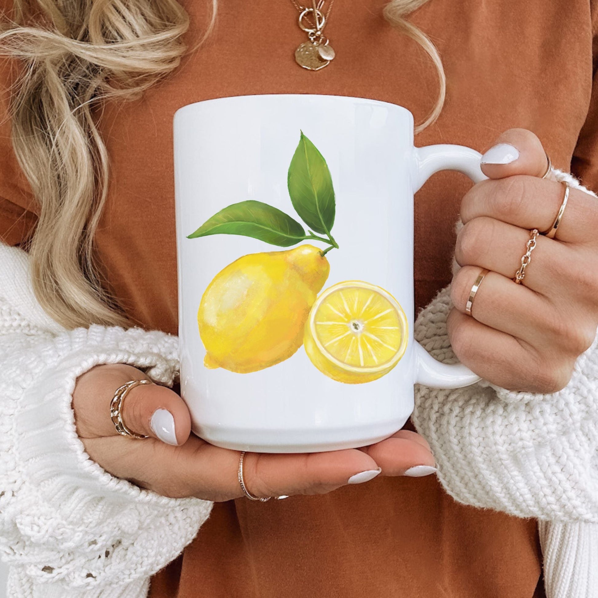 Refreshing Lemon Mug with Citrus Art - MerikaArt