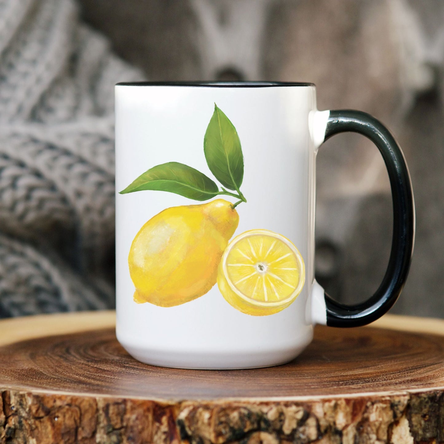 Refreshing Lemon Mug with Citrus Art - MerikaArt