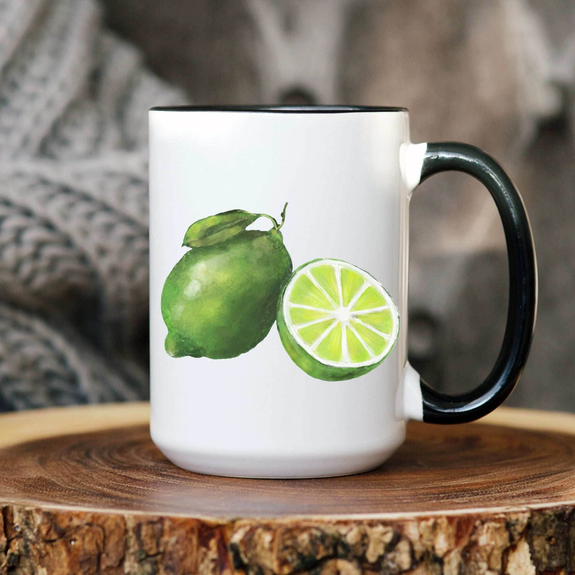 Refreshing Lime Mug with Citrus Art - MerikaArt