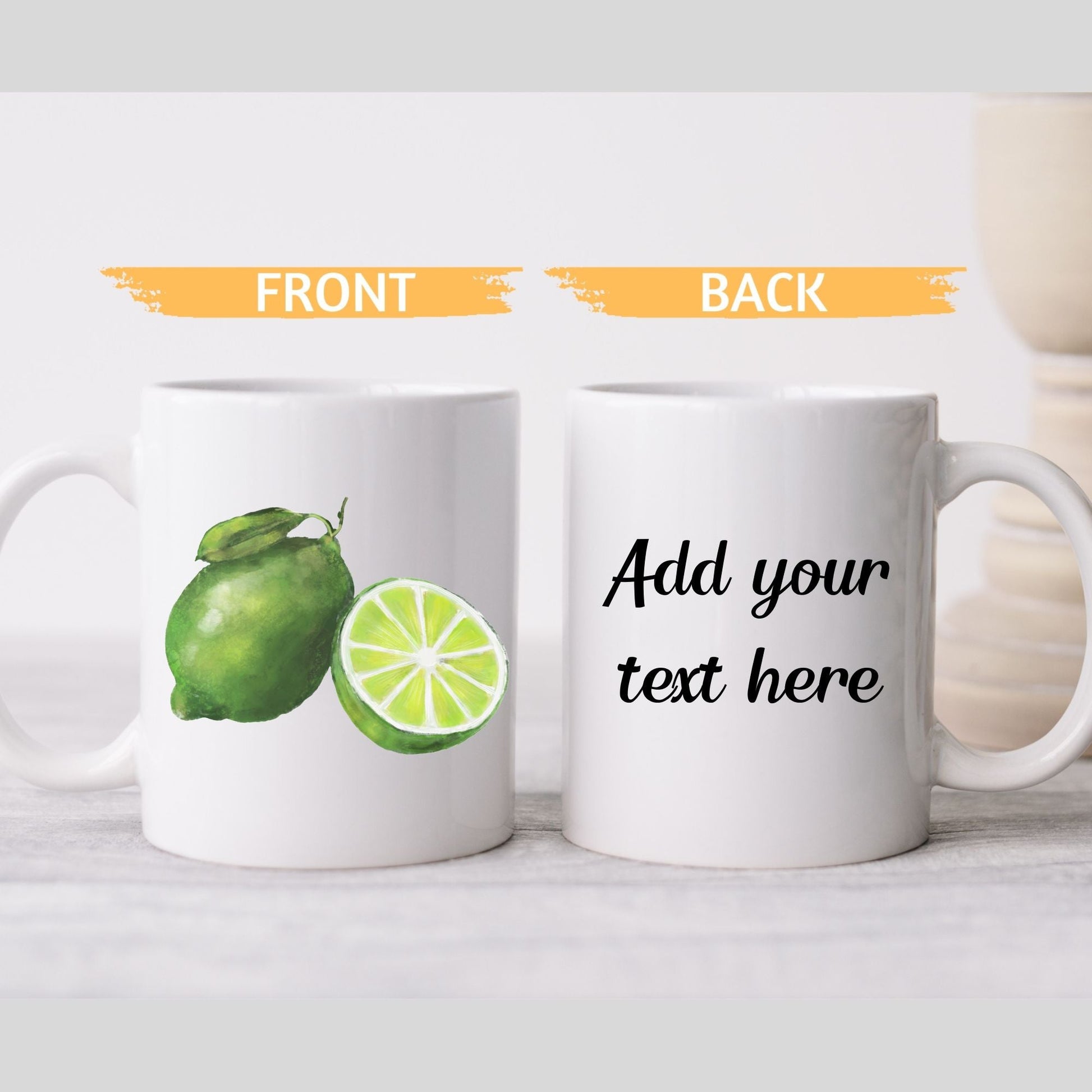 Refreshing Lime Mug with Citrus Art - MerikaArt