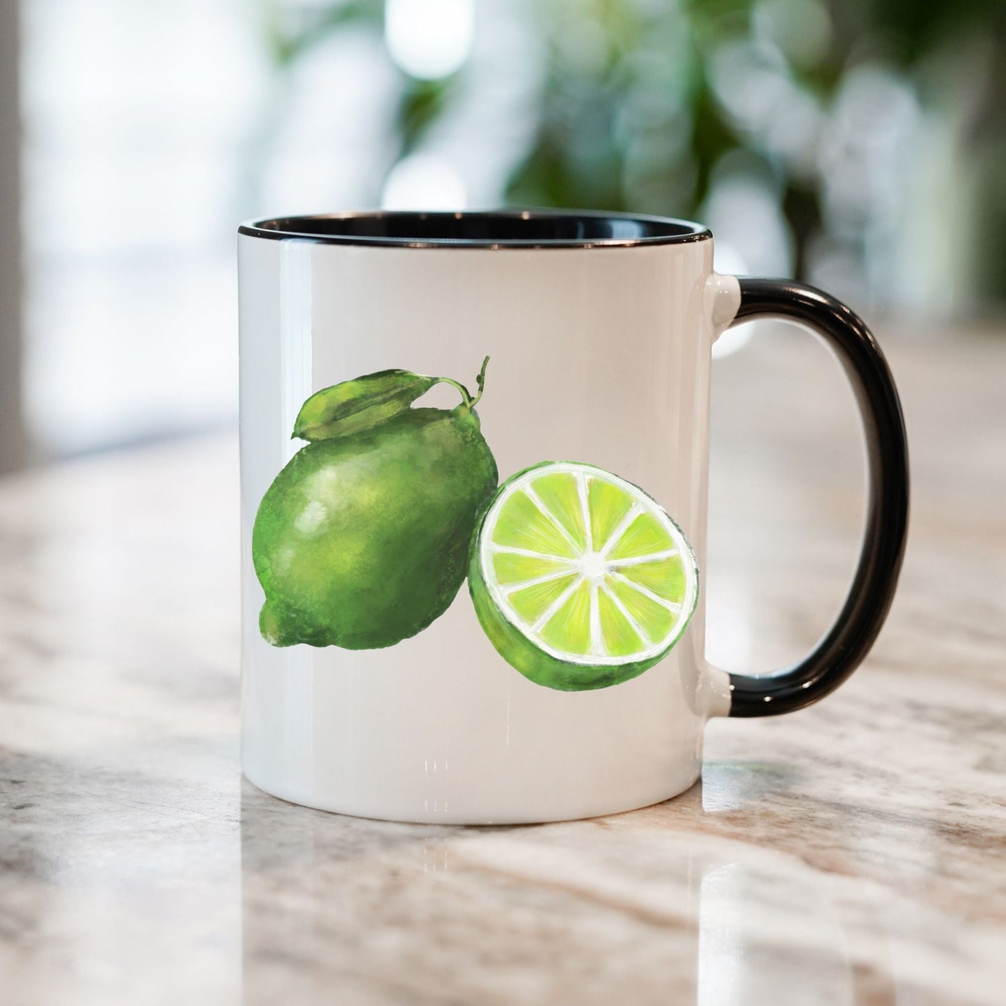 Refreshing Lime Mug with Citrus Art - MerikaArt