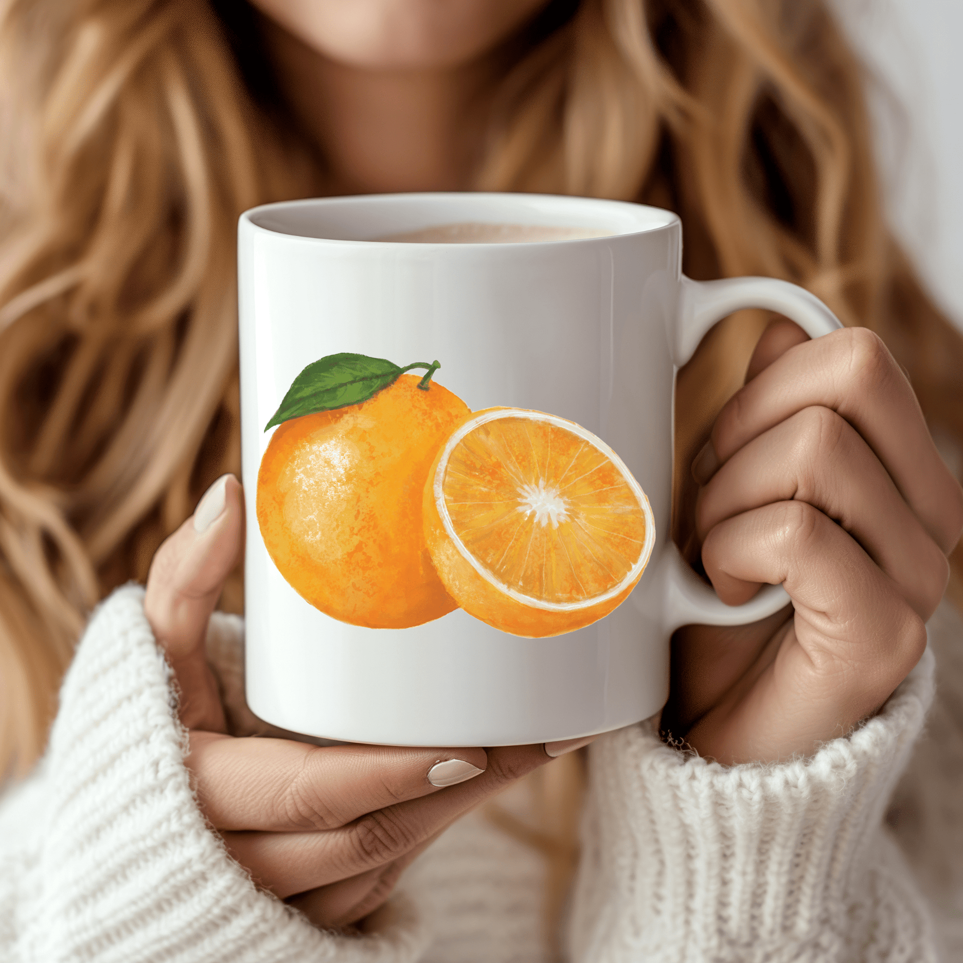 Refreshing Orange Mug with Citrus Slice Art - MerikaArt