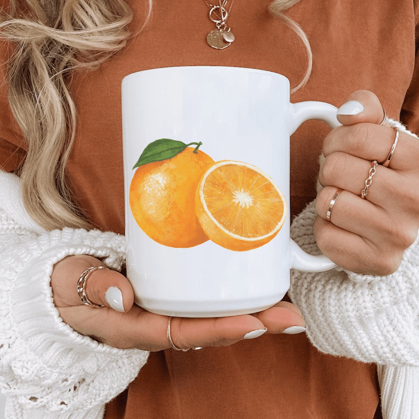 Refreshing Orange Mug with Citrus Slice Art - MerikaArt