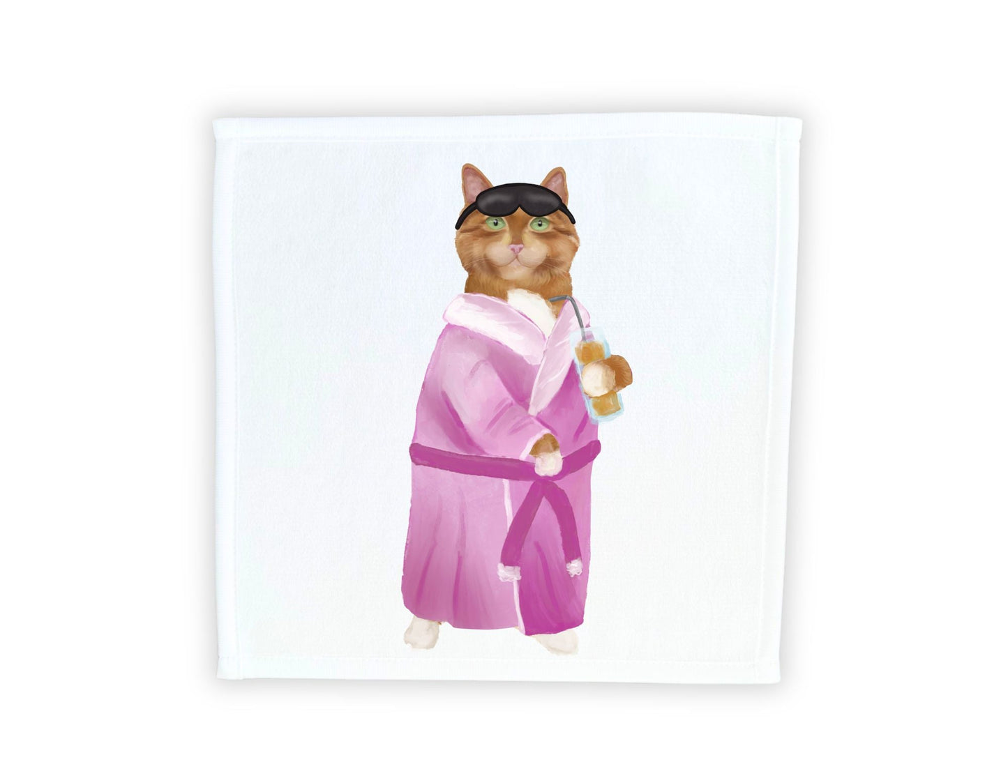 Relaxing Spa Cat Washcloth - MerikaArt
