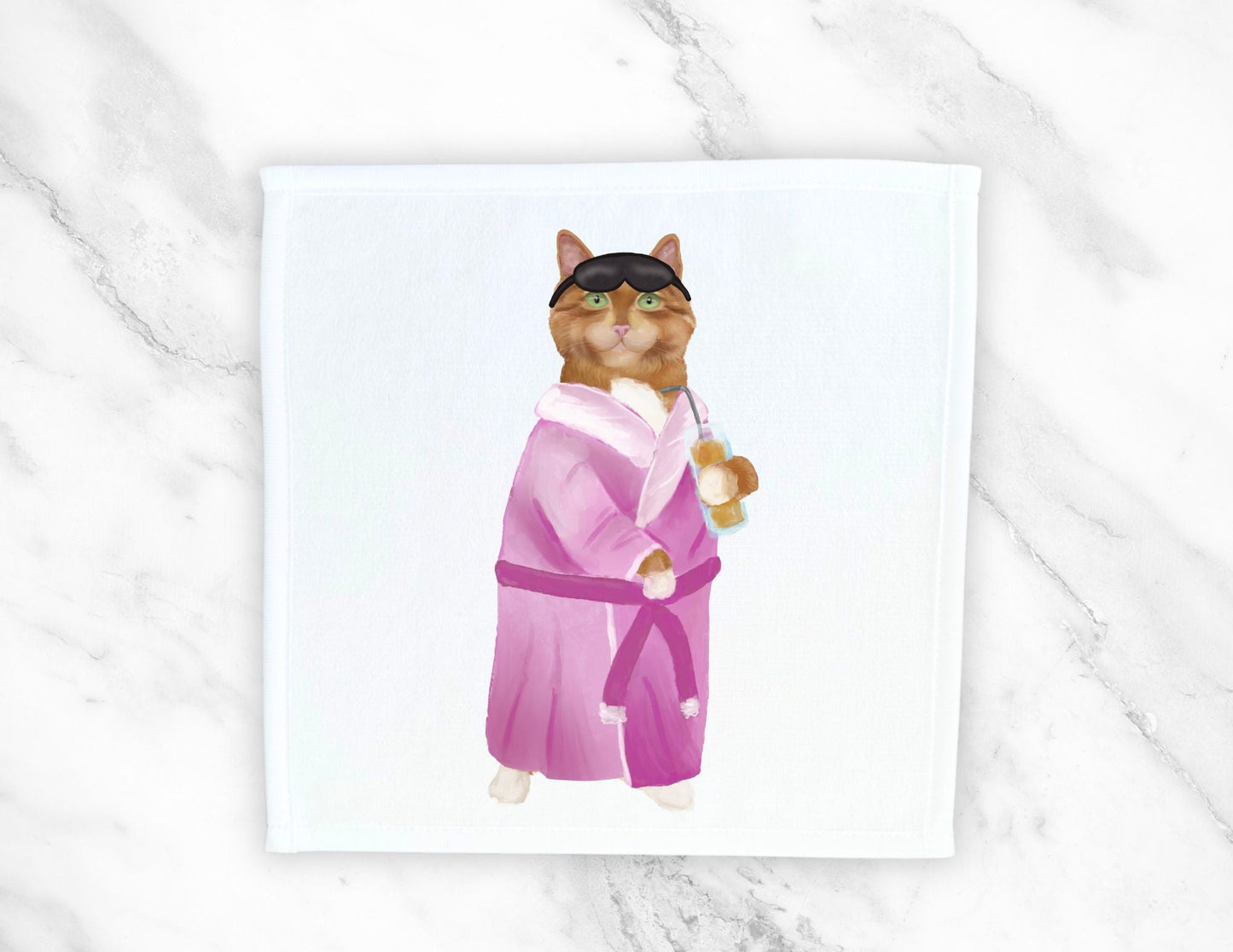 Relaxing Spa Cat Washcloth - MerikaArt