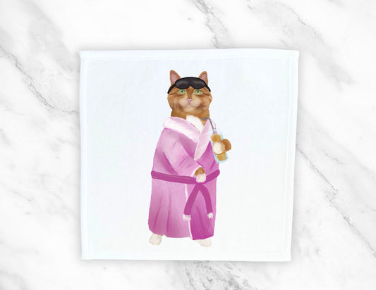Relaxing Spa Cat Washcloth - MerikaArt