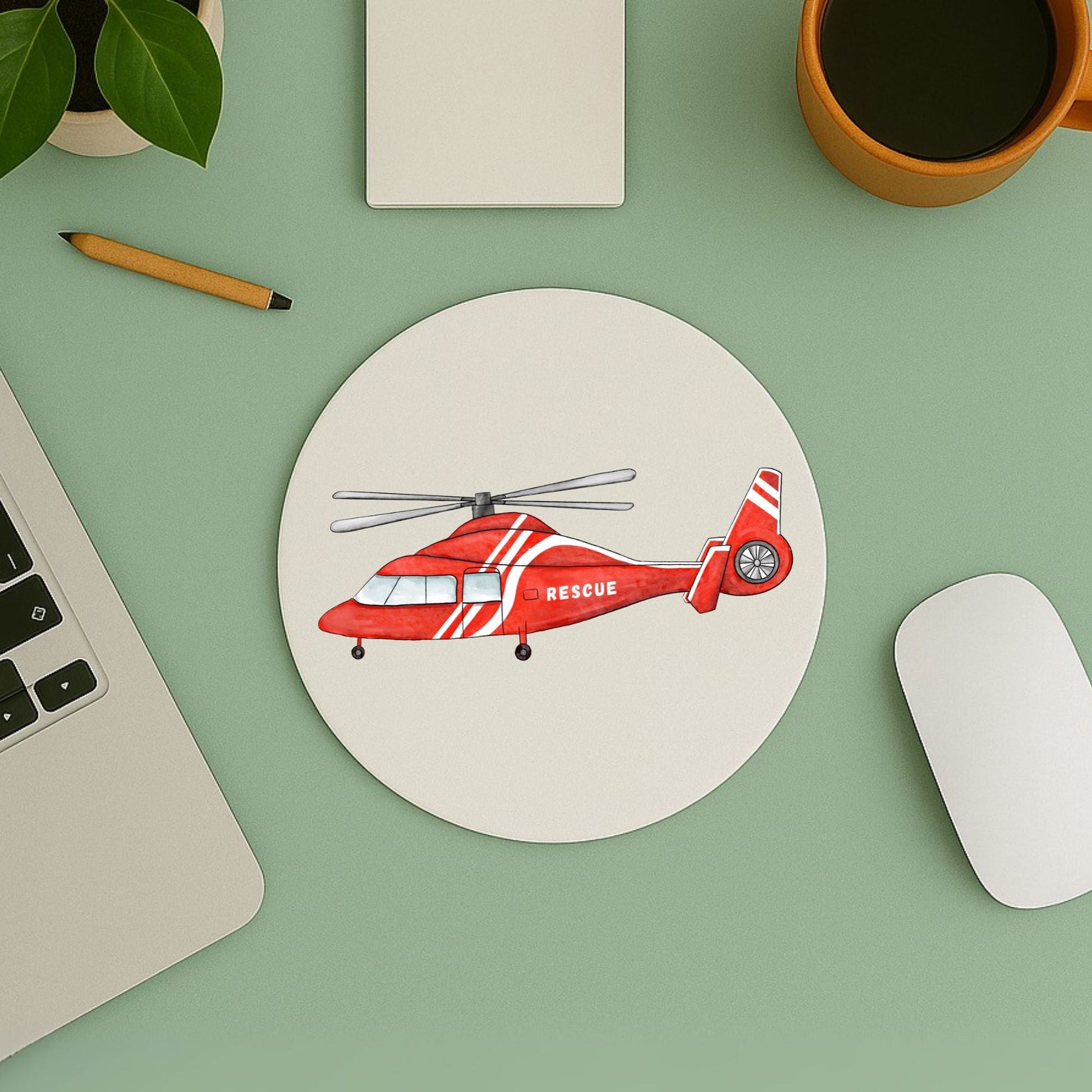 Rescue Helicopter Mousepad - MerikaArt