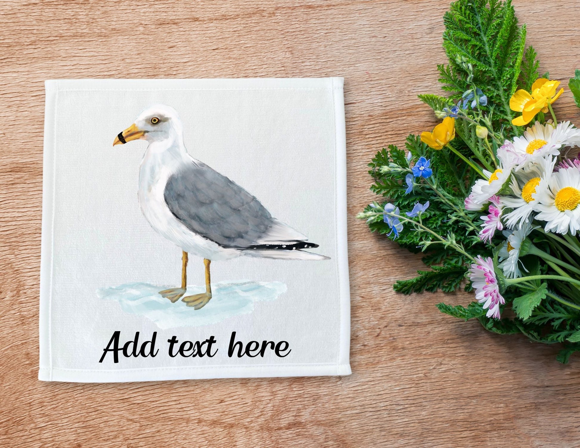 Ring - Billed Gull Bird Washcloth - MerikaArt