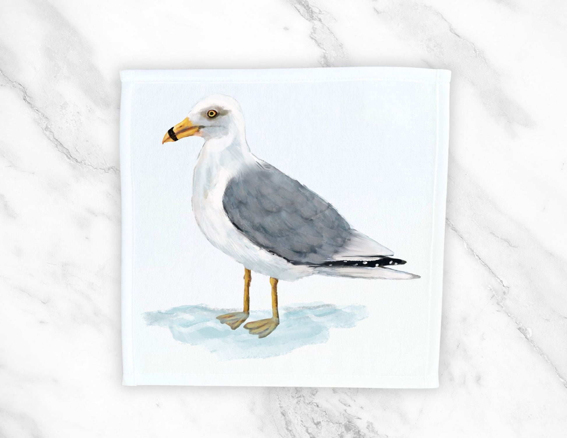 Ring - Billed Gull Bird Washcloth - MerikaArt
