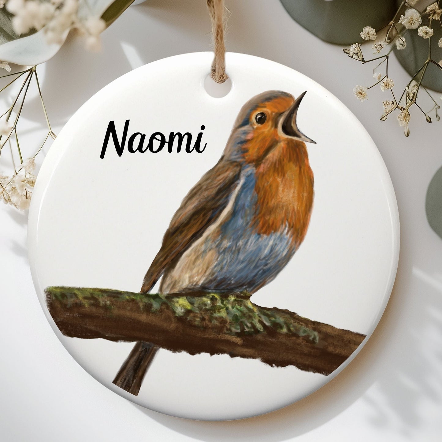 Robin Ceramic Ornament - MerikaArt