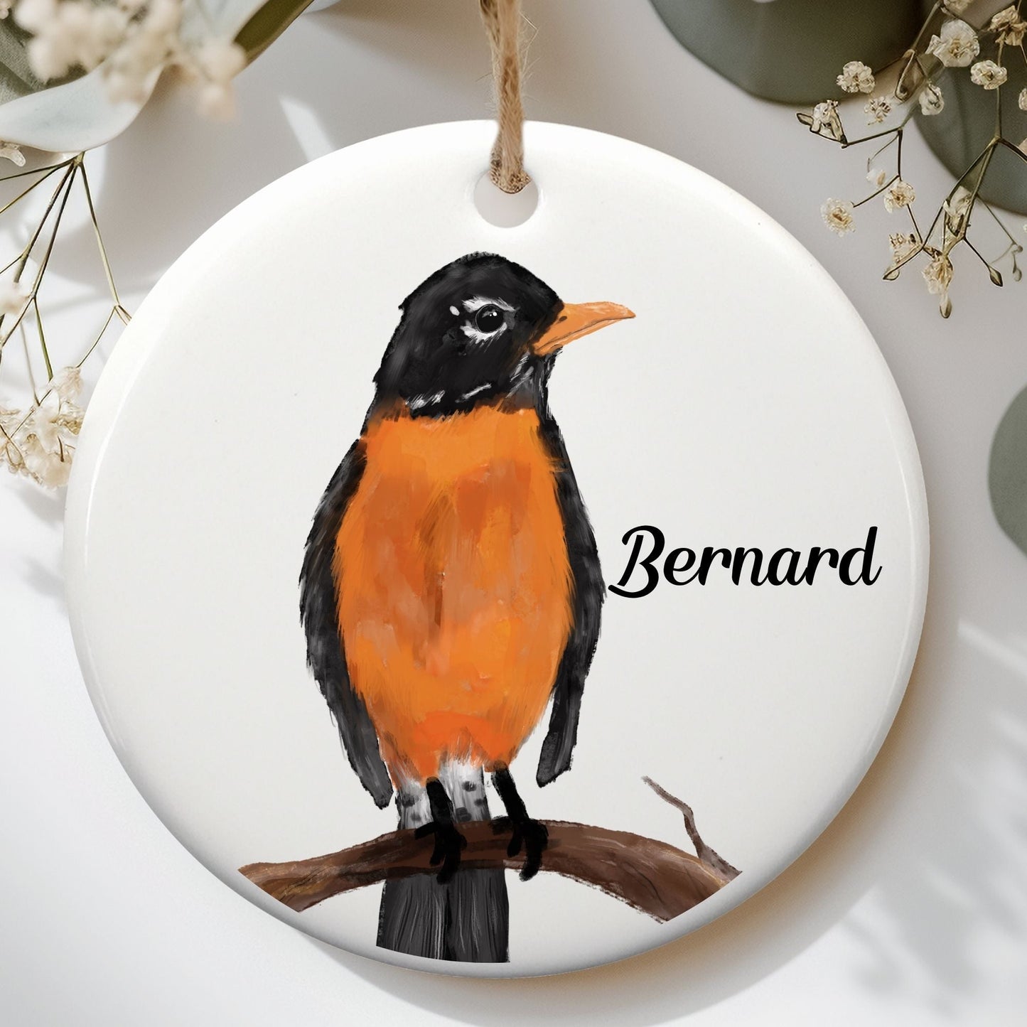 Robin Ceramic Ornament - MerikaArt