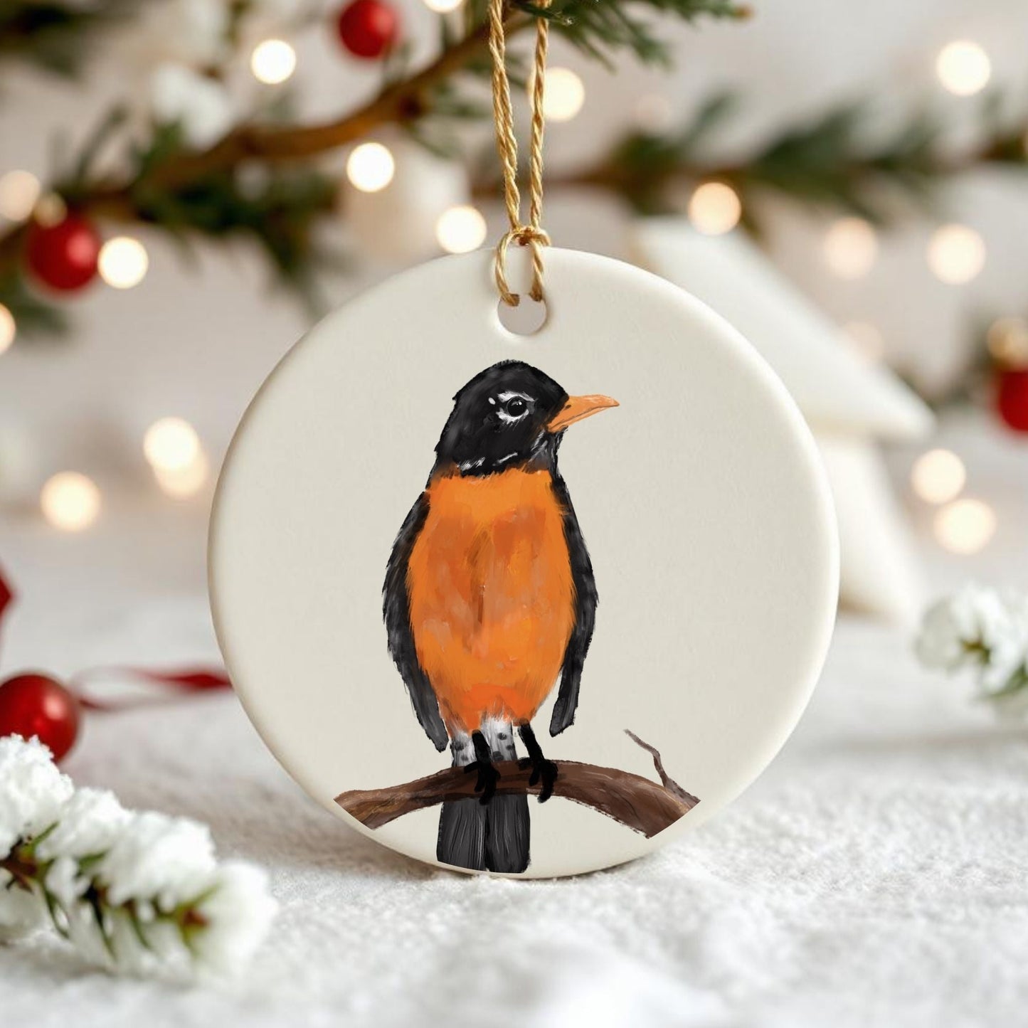 Robin Ceramic Ornament - MerikaArt