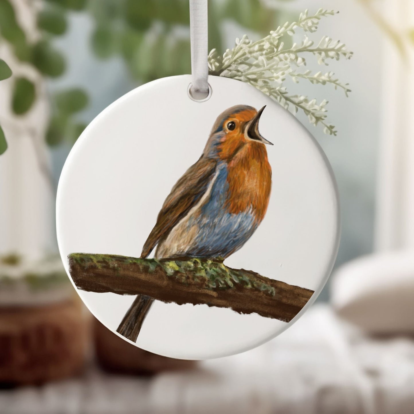Robin Ceramic Ornament - MerikaArt