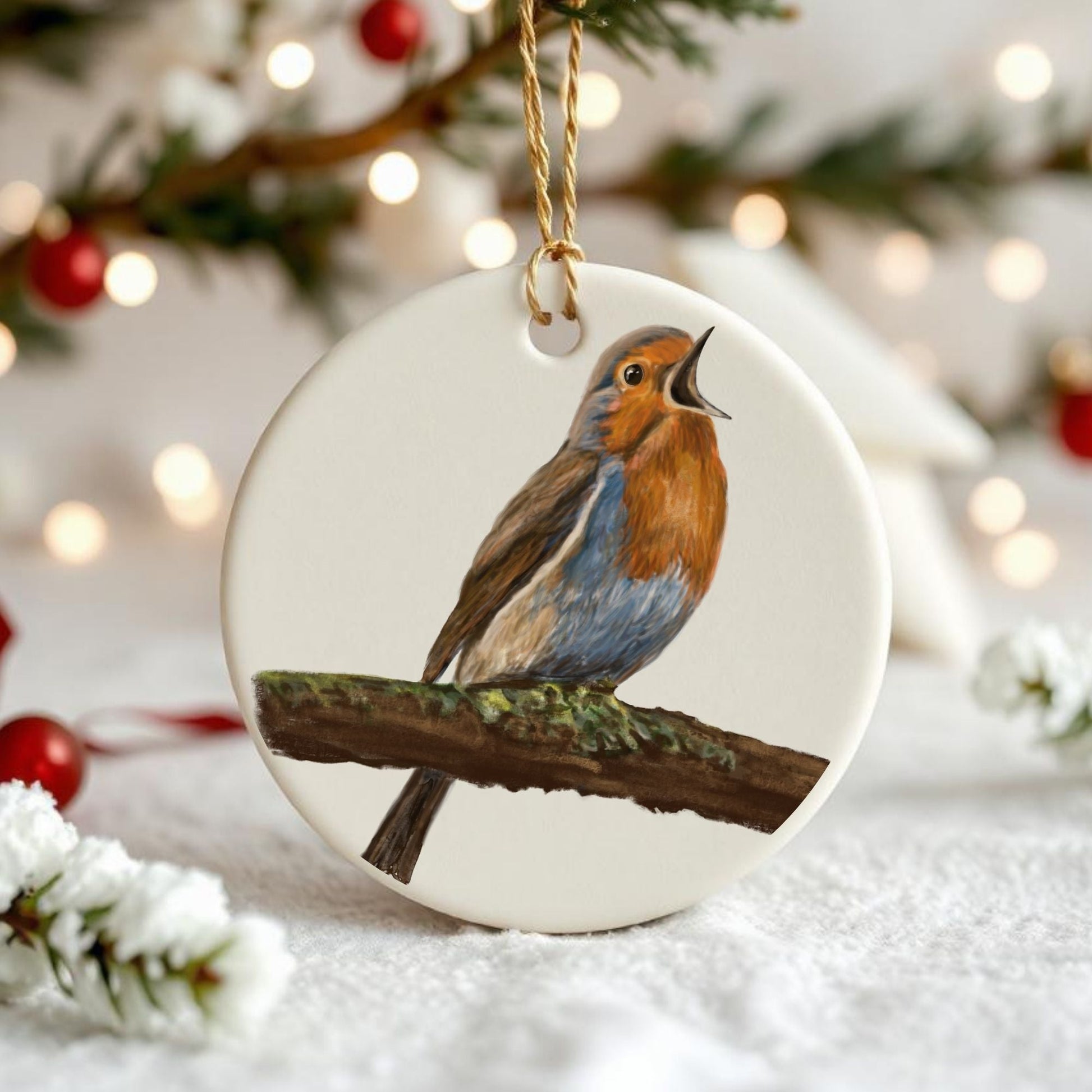 Robin Ceramic Ornament - MerikaArt