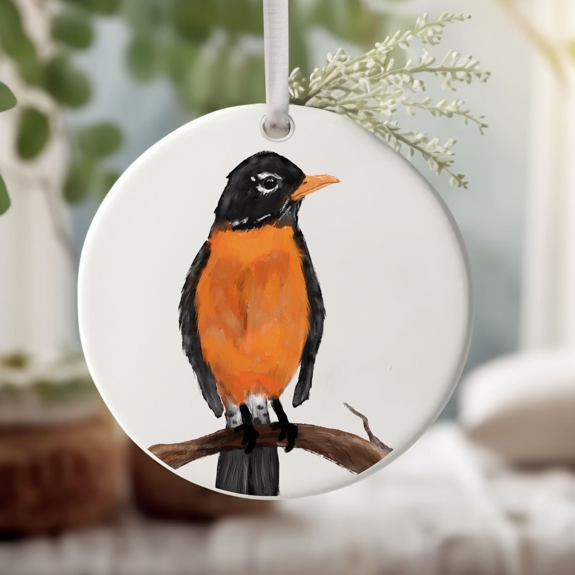 Robin Ceramic Ornament - MerikaArt