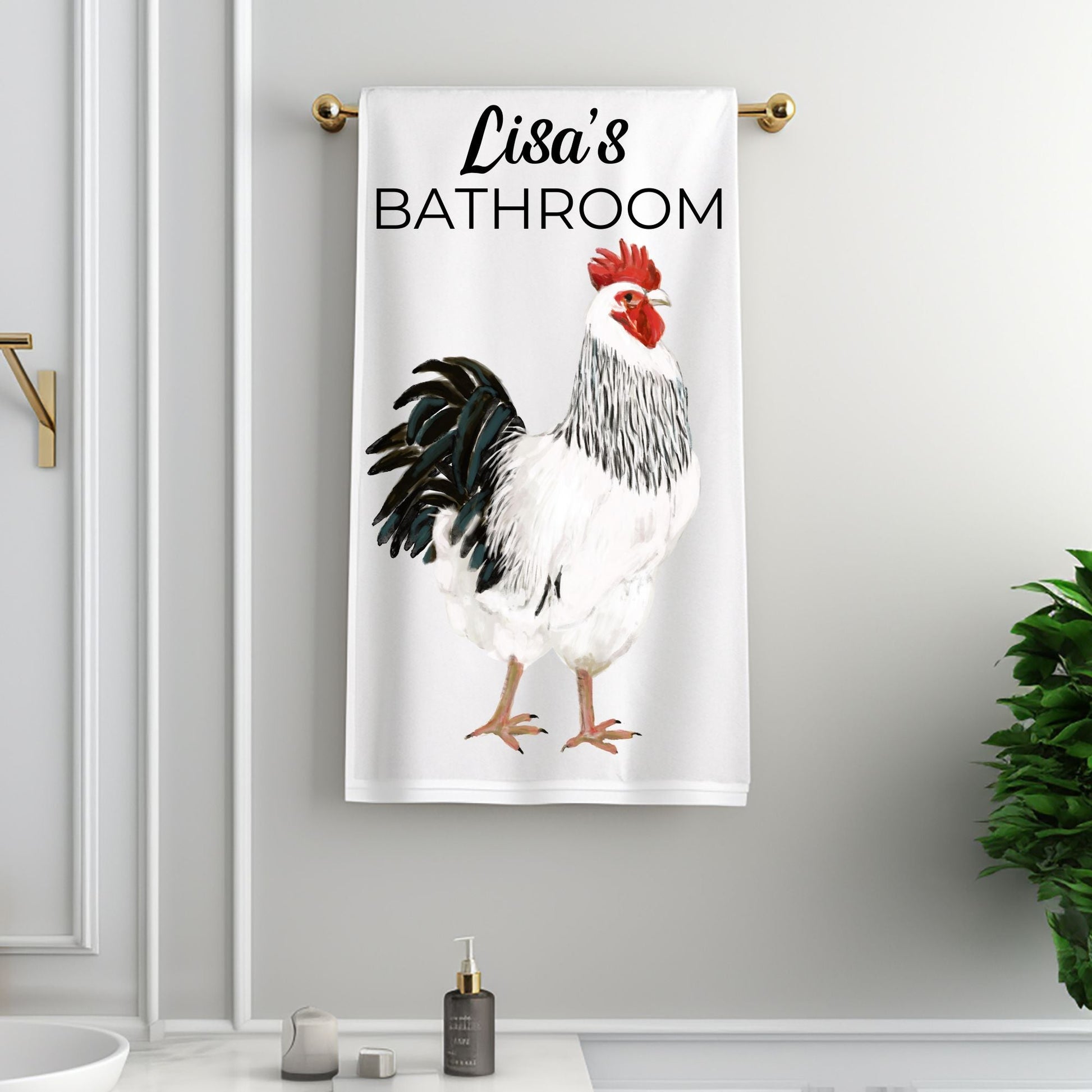 Rooster Bathroom Towel - MerikaArt