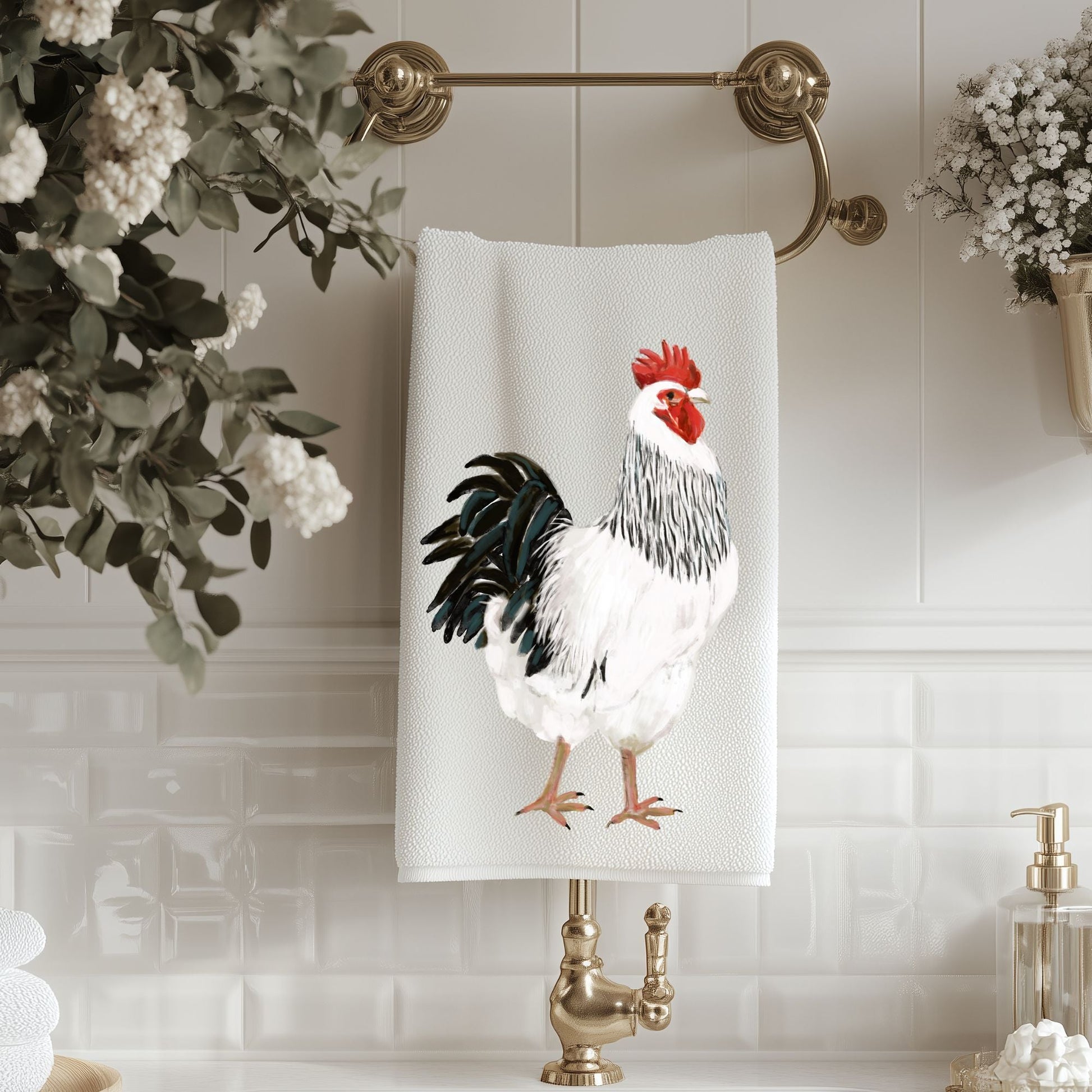 Rooster Bathroom Towel - MerikaArt