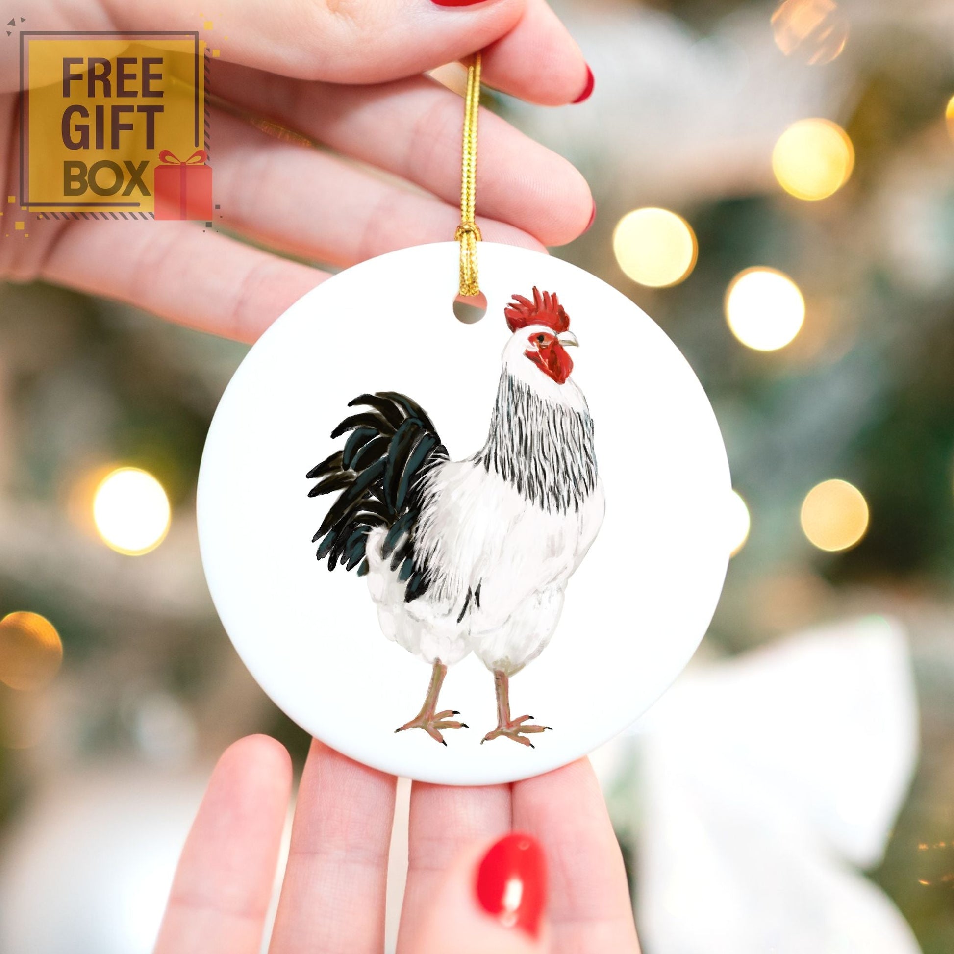 Rooster Christmas Ornament - MerikaArt