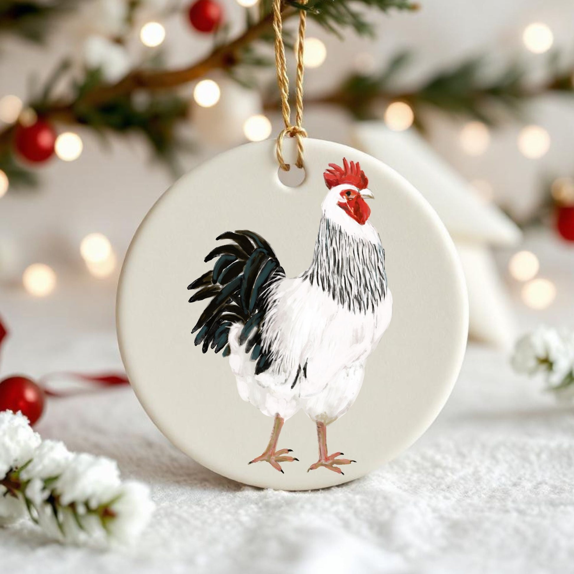 Rooster Christmas Ornament - MerikaArt