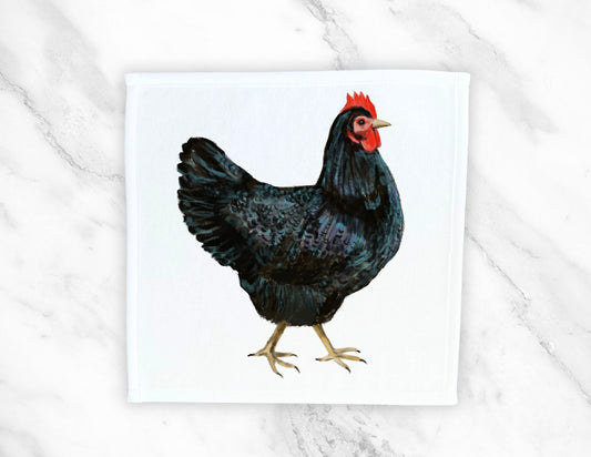 Rooster Washcloth | "Midnight the Majestic Rooster" - MerikaArt