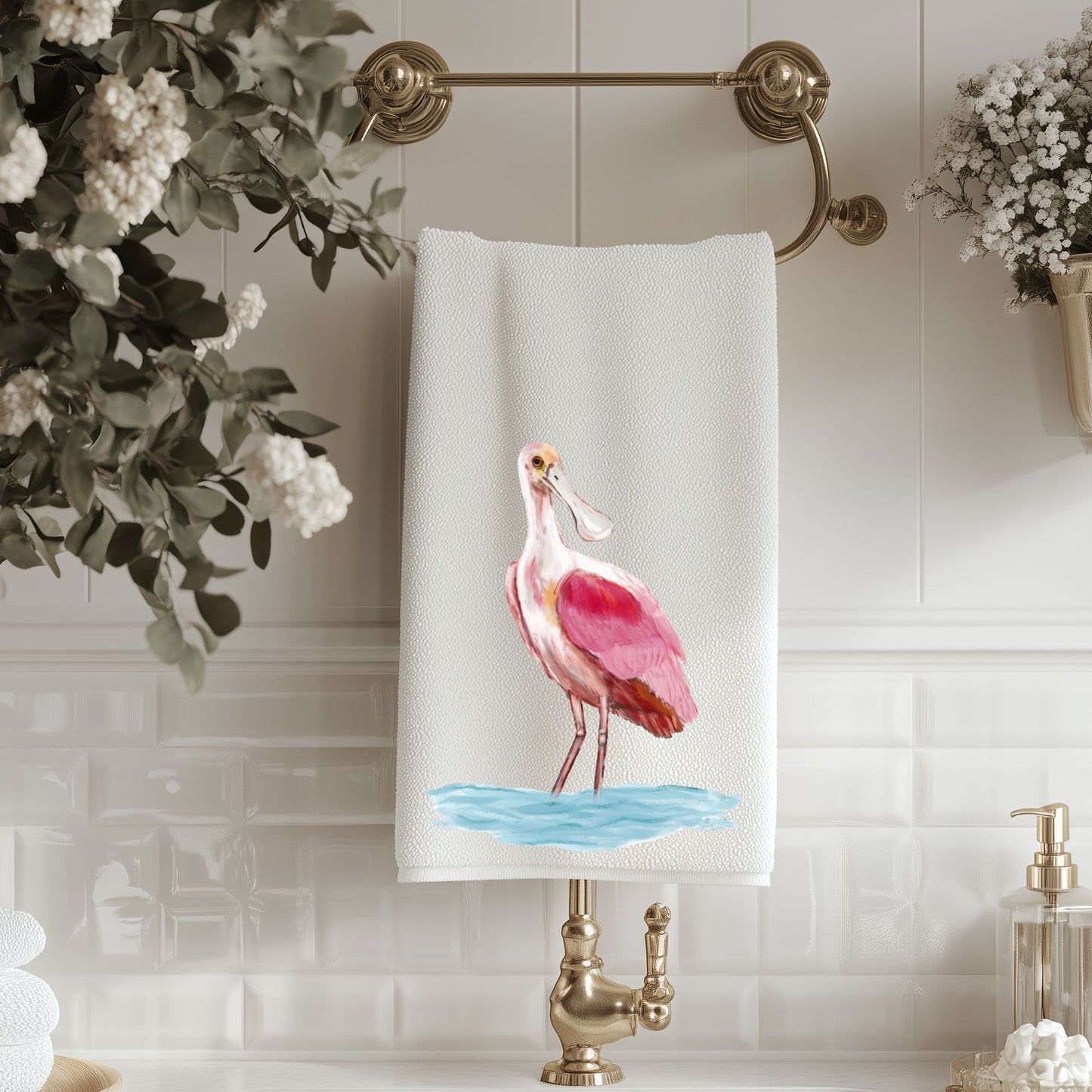 Roseate Spoonbill Bathroom Towel - MerikaArt
