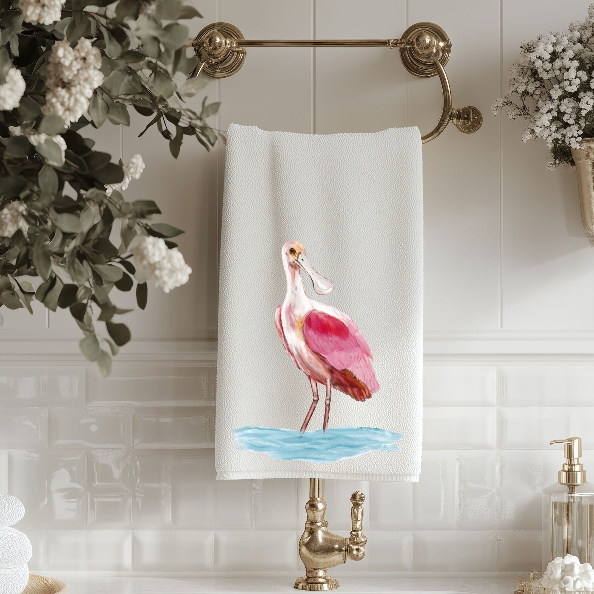 Roseate Spoonbill Bathroom Towel - MerikaArt