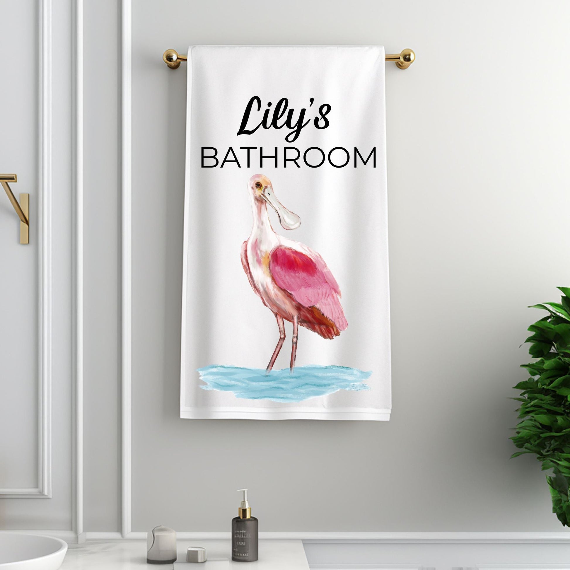 Roseate Spoonbill Bathroom Towel - MerikaArt