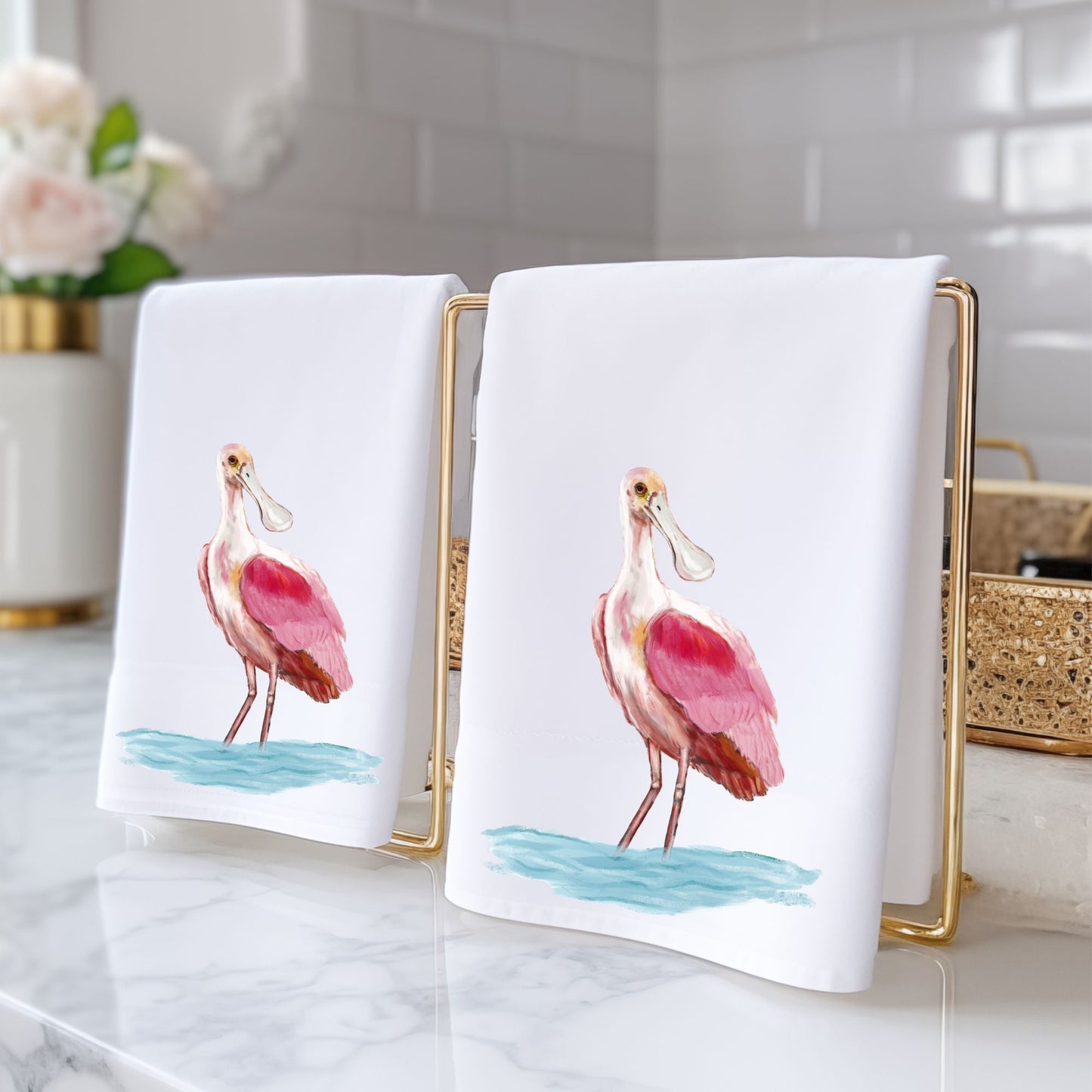 Roseate Spoonbill Bathroom Towel - MerikaArt