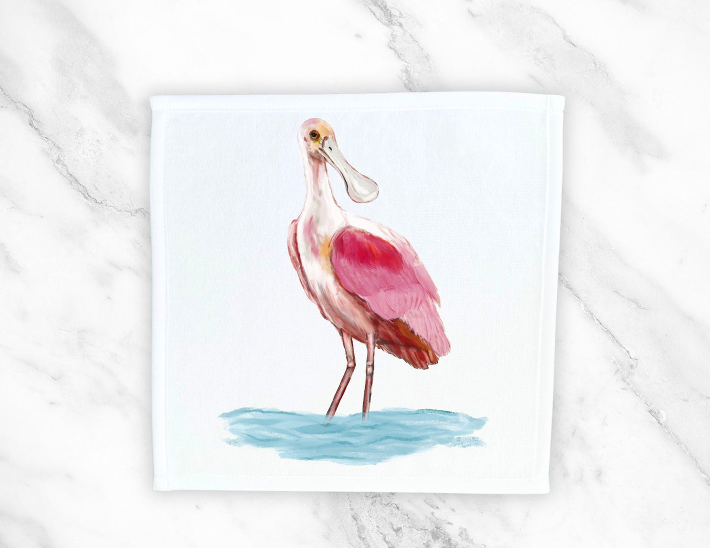 Roseate Spoonbill Bird Washcloth - MerikaArt