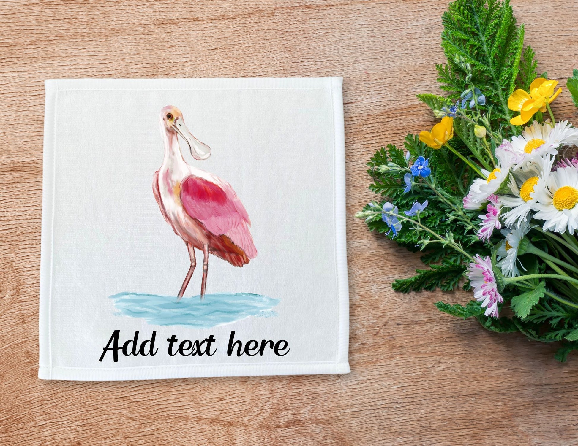 Roseate Spoonbill Bird Washcloth - MerikaArt