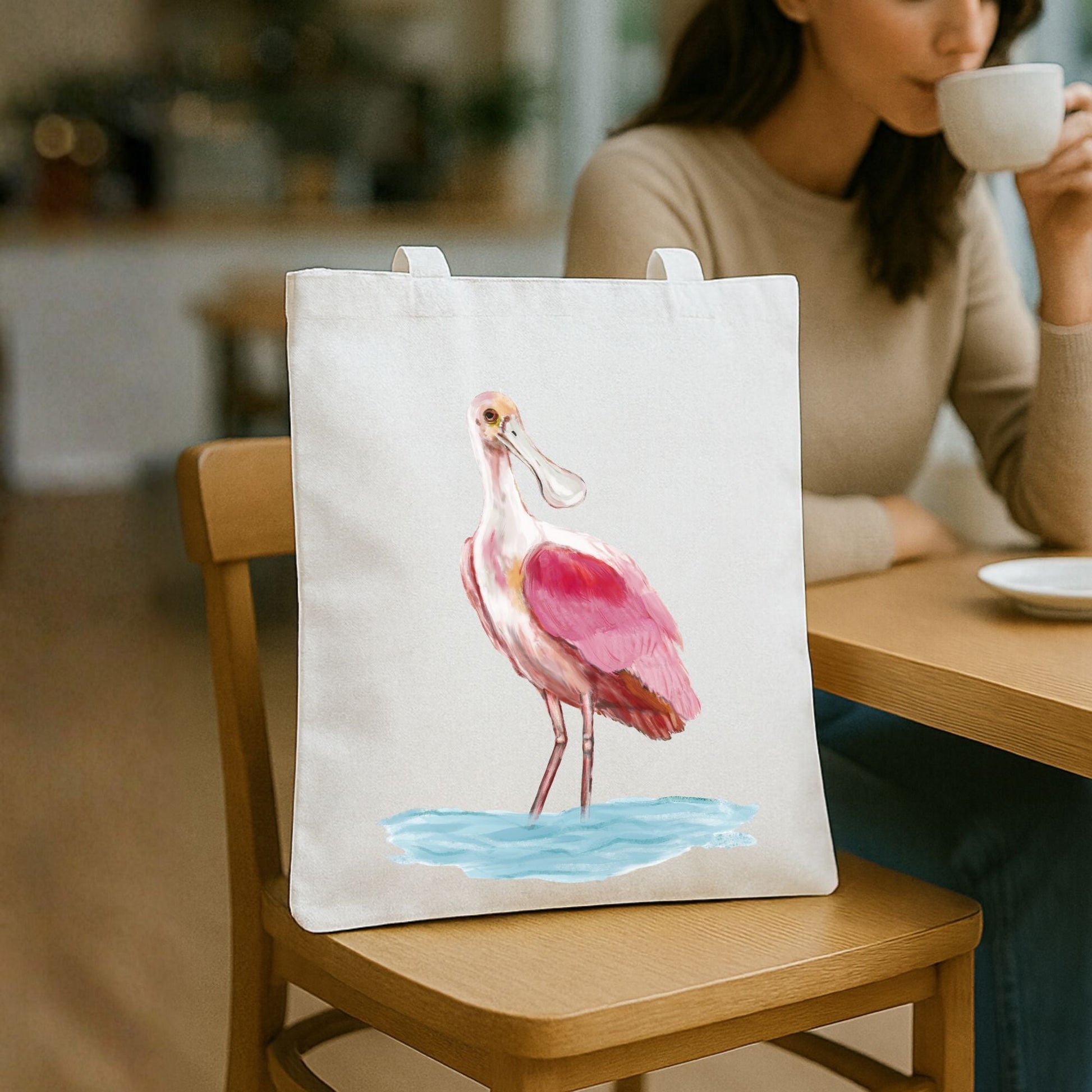 Roseate Spoonbill Canvas Tote Bag - MerikaArt