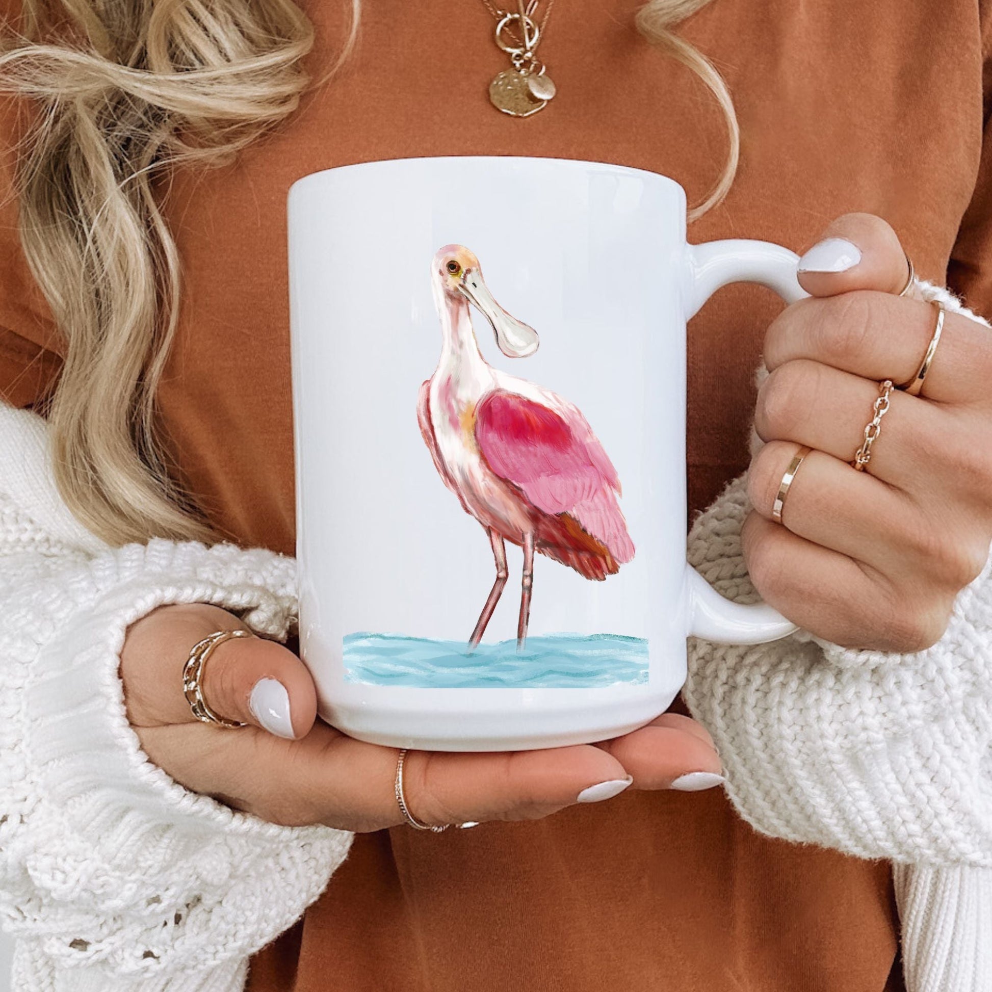 Roseate Spoonbill Ceramic Coffee Mug - MerikaArt