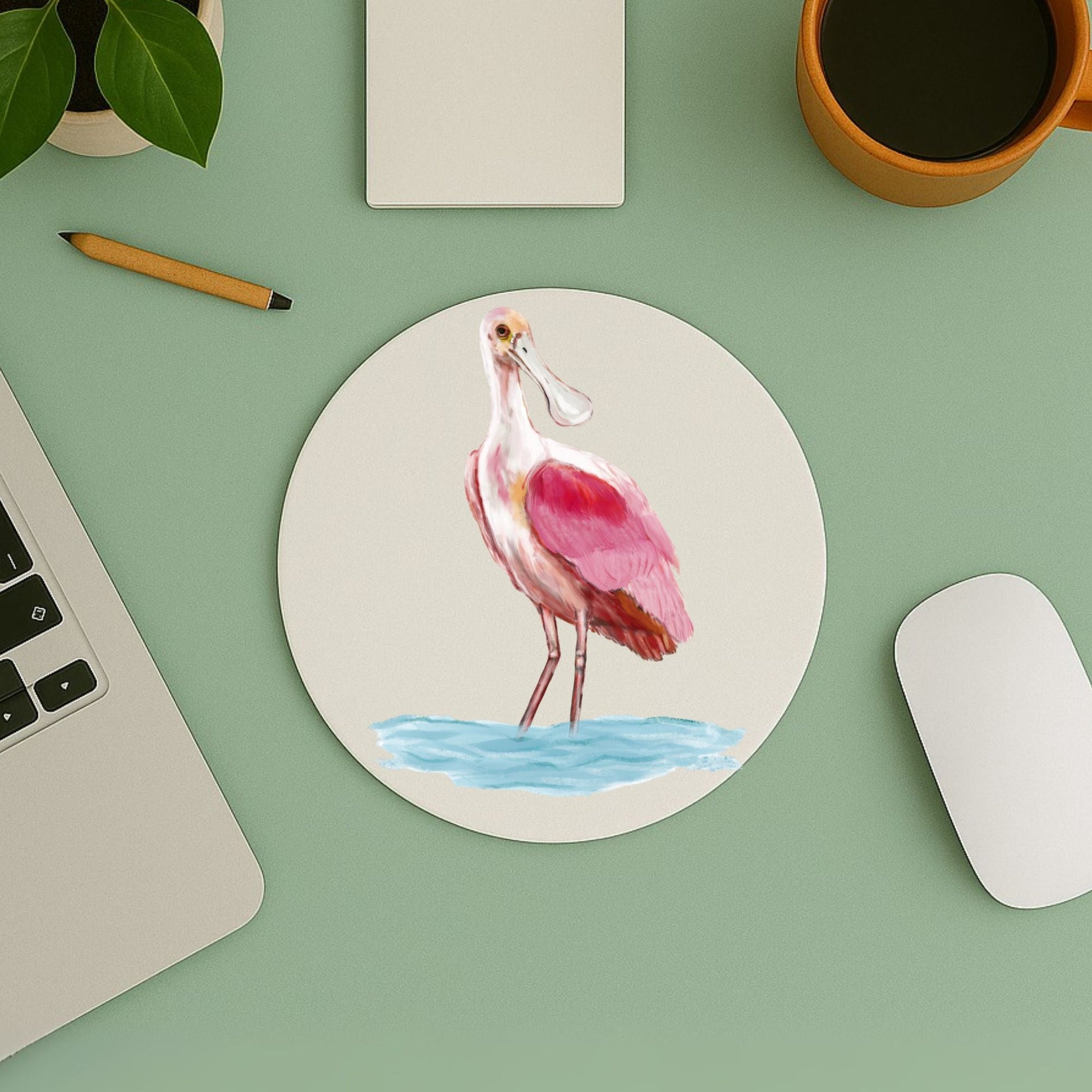 Roseate Spoonbill Mousepad - MerikaArt