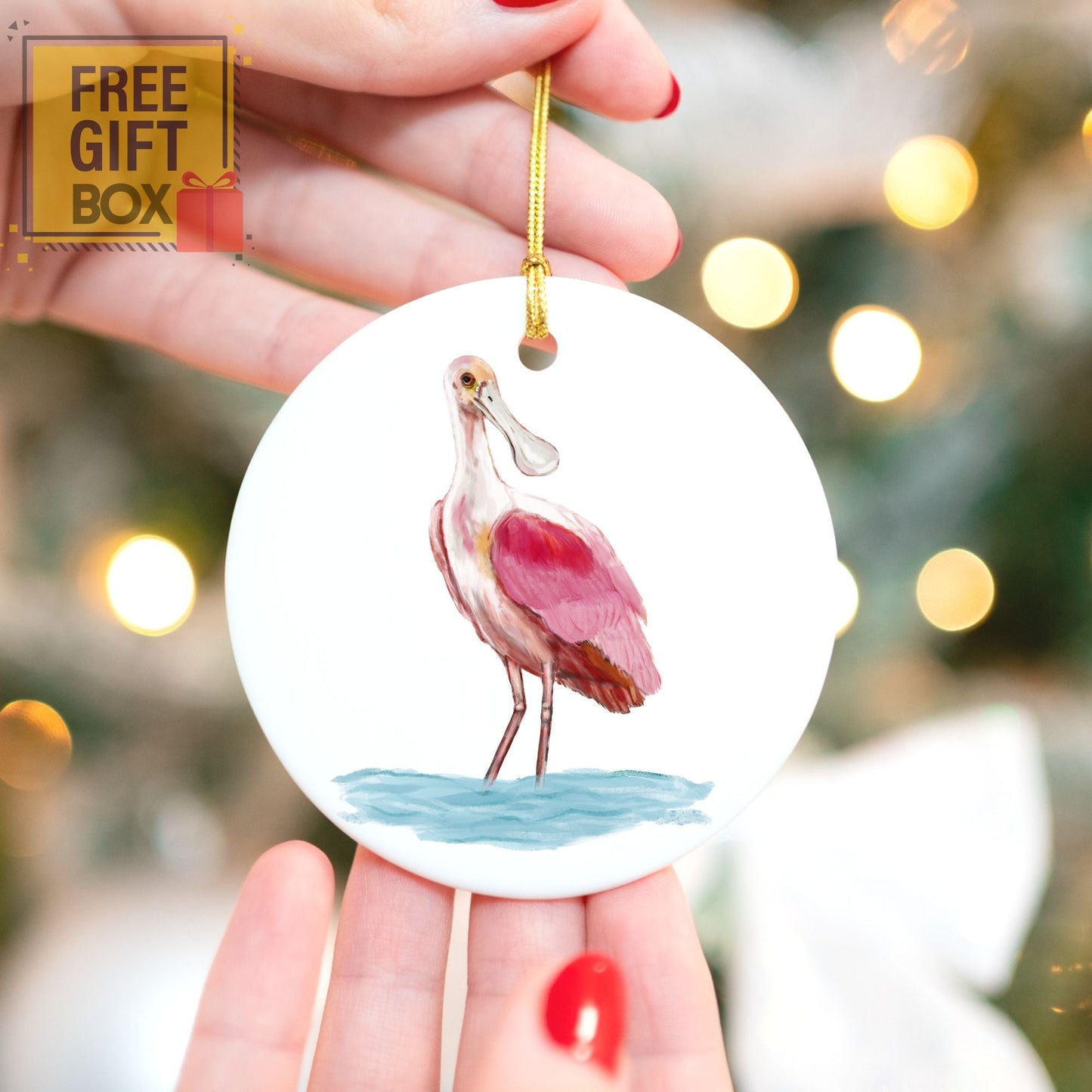 Roseate Spoonbill Ornament - MerikaArt
