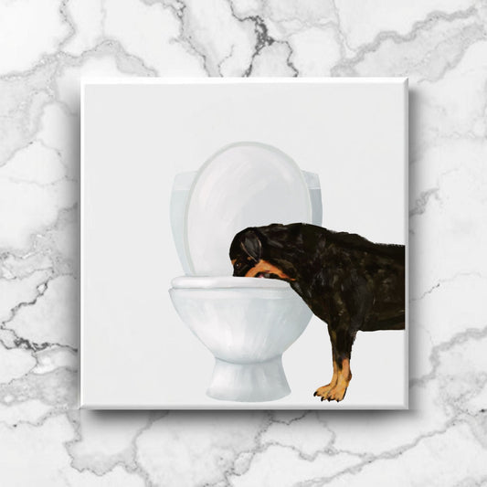Rottweiler Toilet Ceramic Tile - MerikaArt