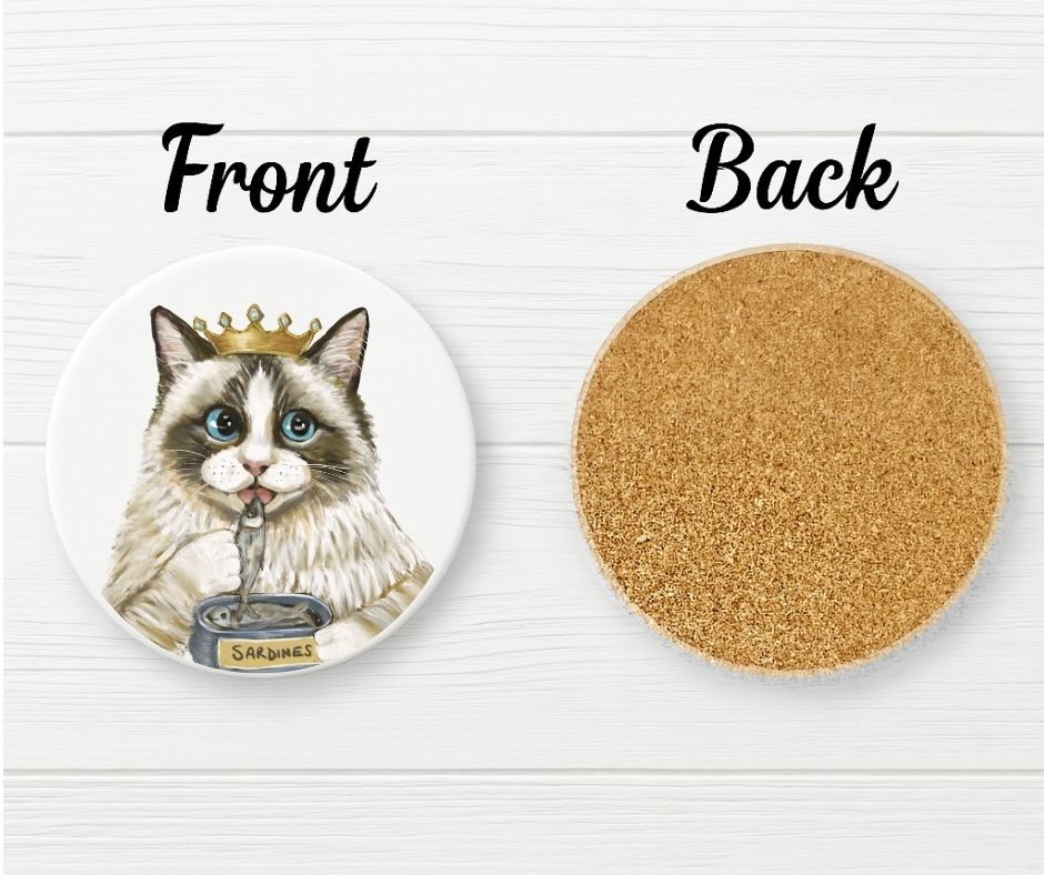 Royal Ragdoll Cat Ceramic Coaster - MerikaArt