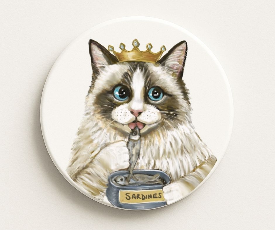Royal Ragdoll Cat Ceramic Coaster - MerikaArt