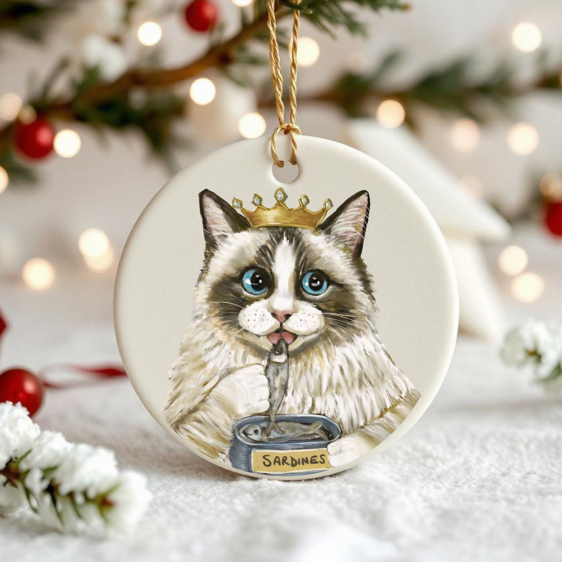 Royal Ragdoll Cat Ornament - MerikaArt