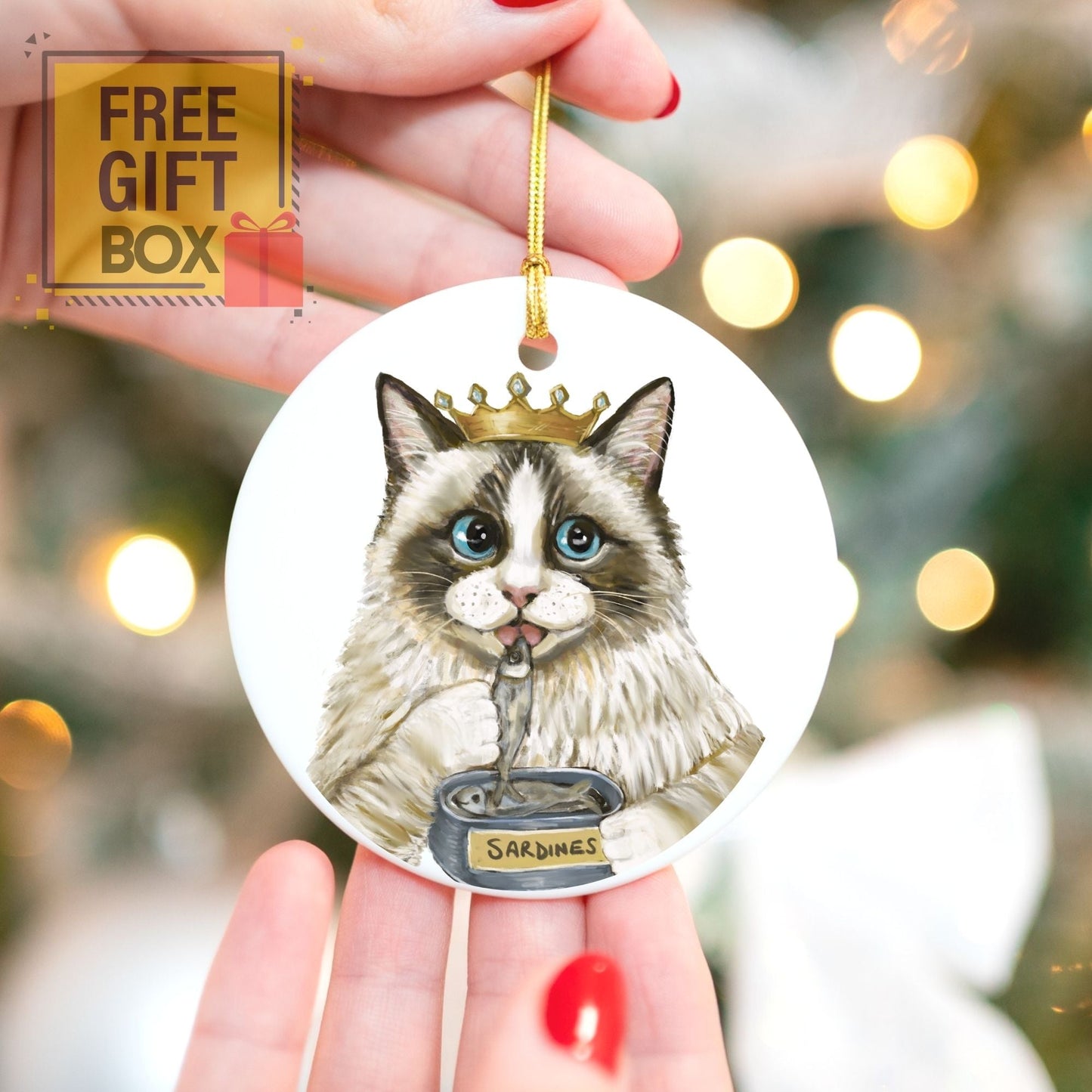 Royal Ragdoll Cat Ornament - MerikaArt