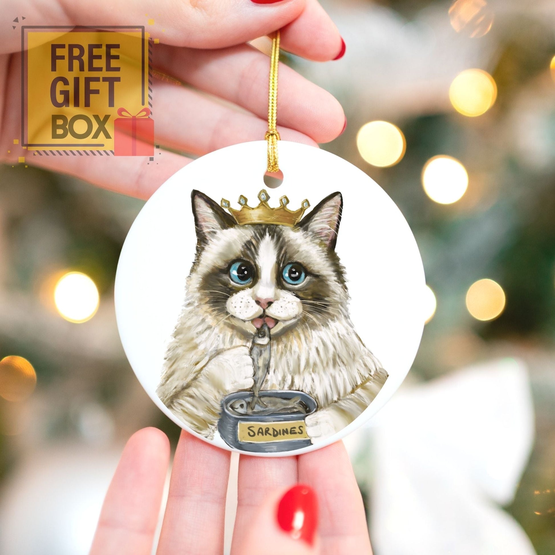 Royal Ragdoll Cat Ornament - MerikaArt