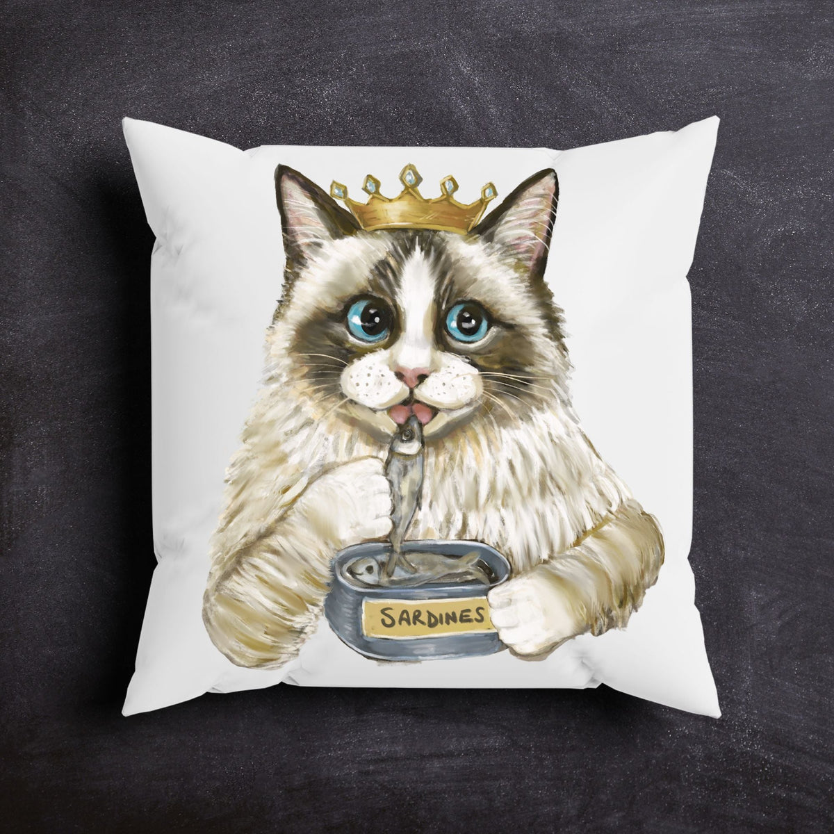 Royal Ragdoll Cat Throw Pillow - MerikaArt