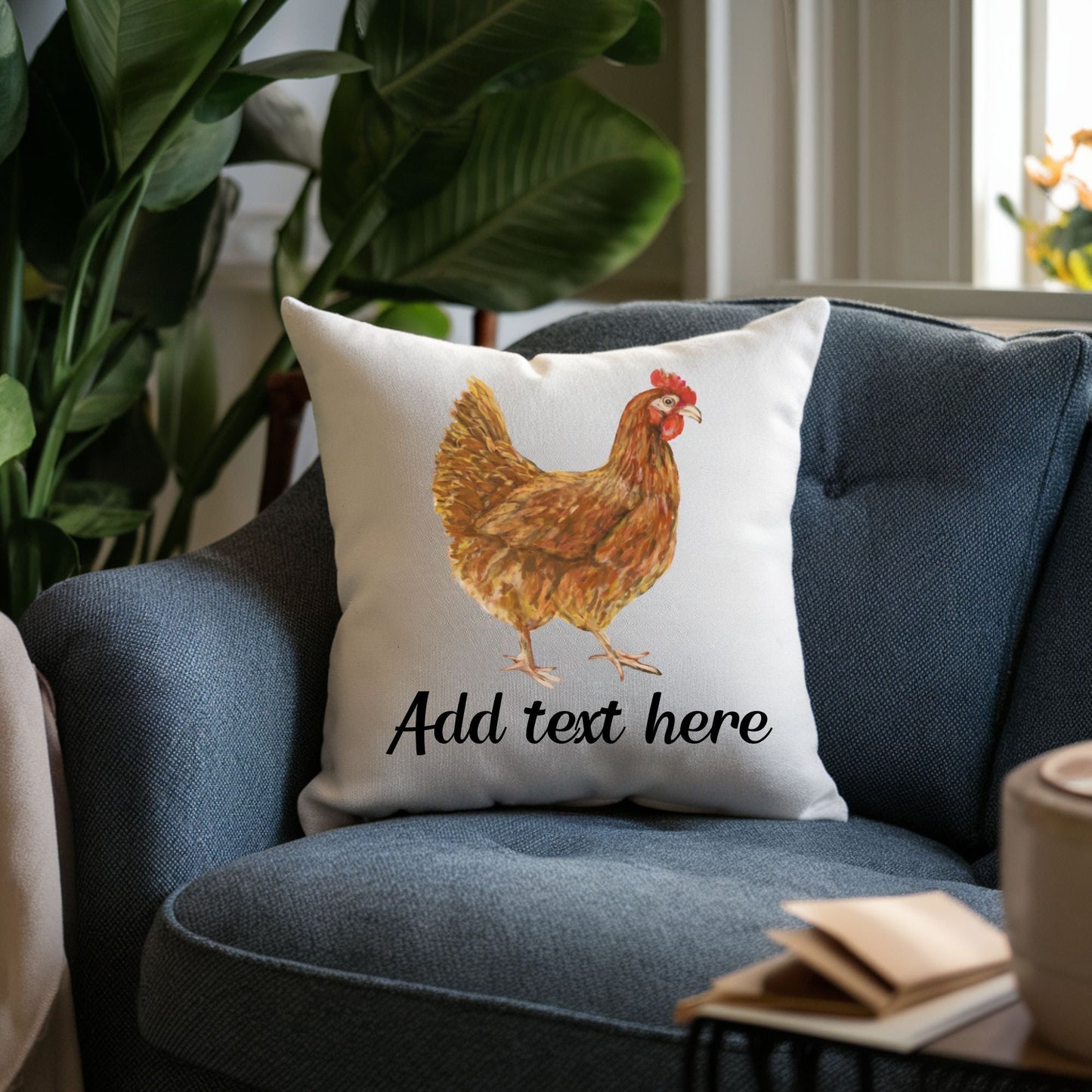 Rustic Hen Pillow - Farmhouse Nature Inspired Home Decor - MerikaArt