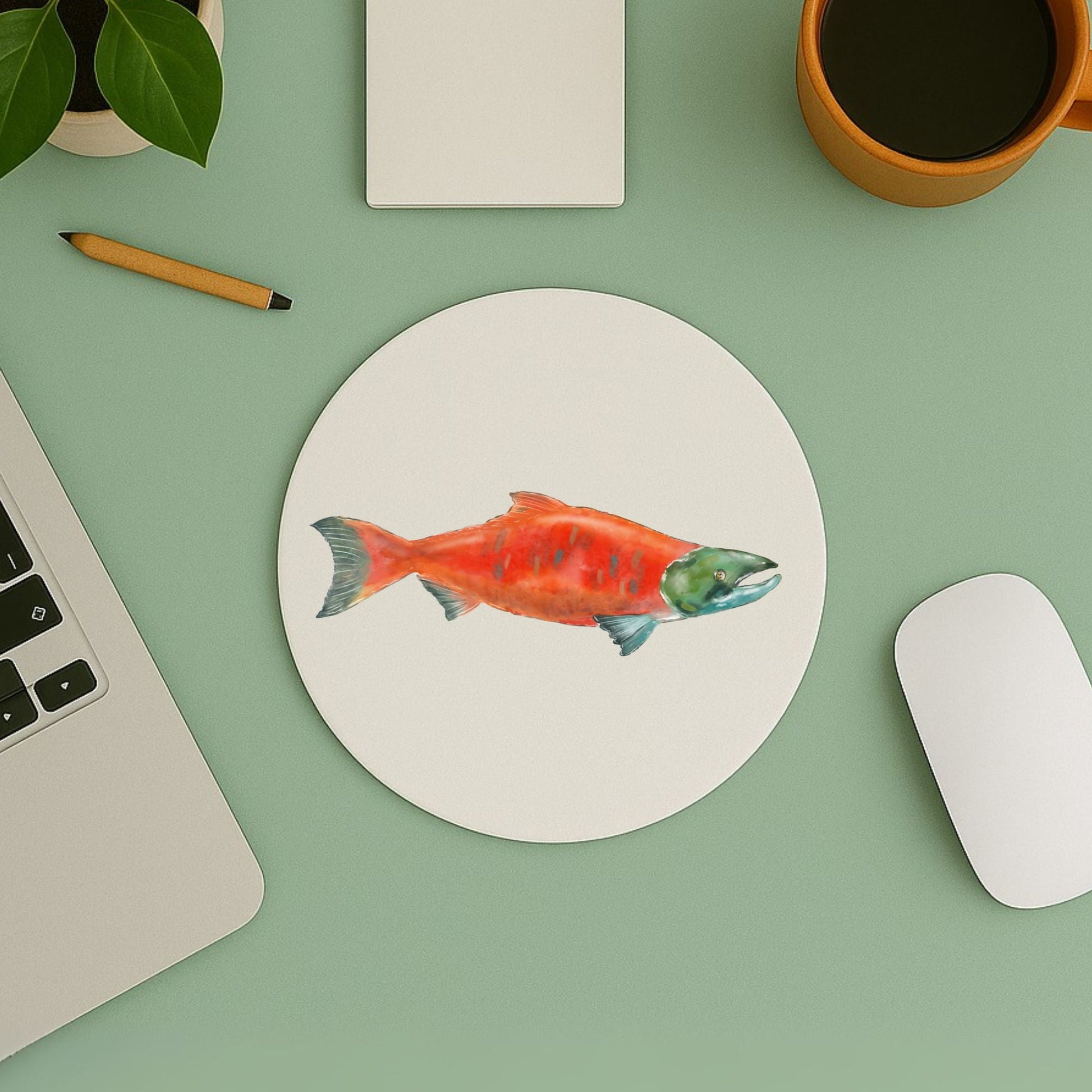 Salmon Fish Vinyl Mousepad - MerikaArt
