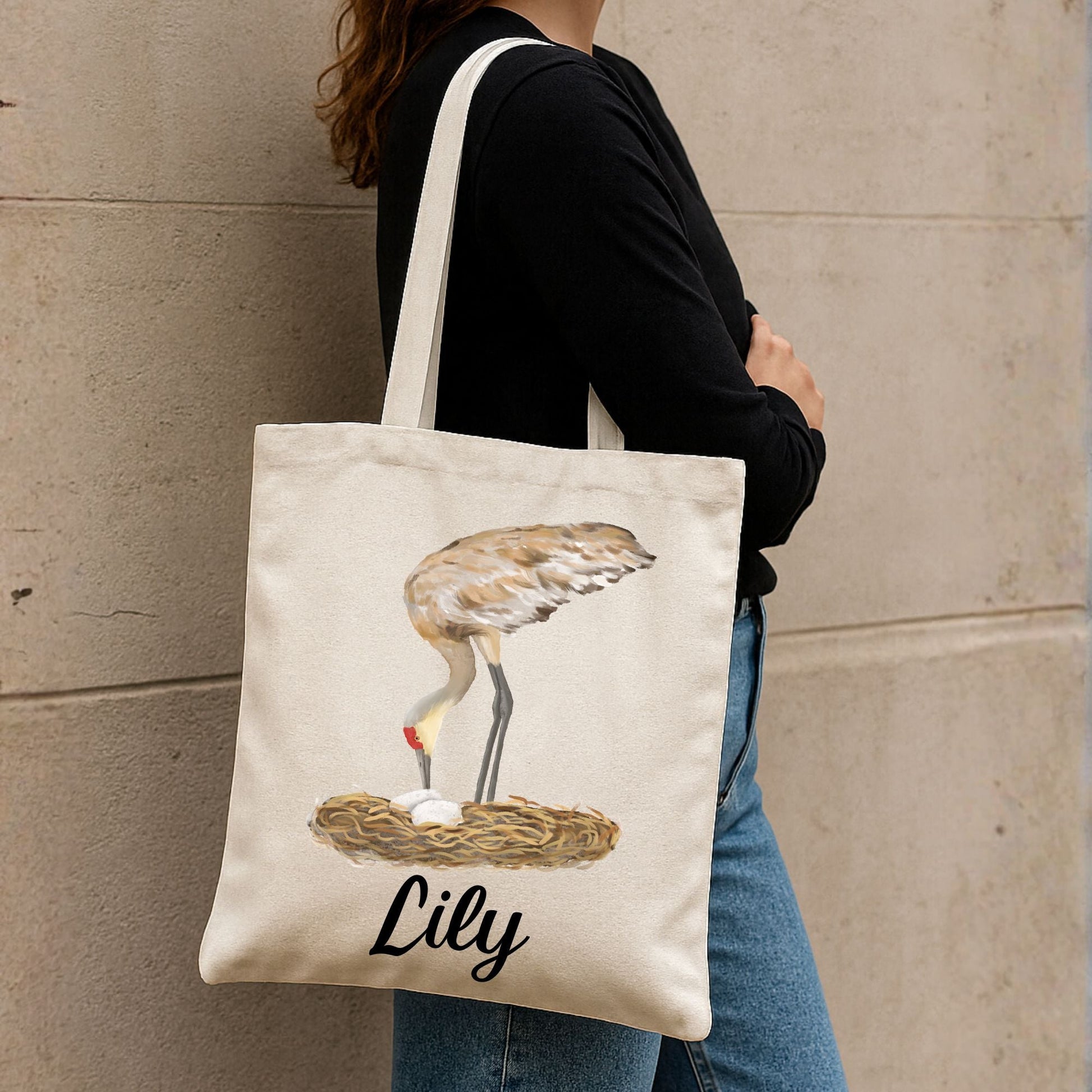 Sandhill Crane Canvas Tote Bag - MerikaArt
