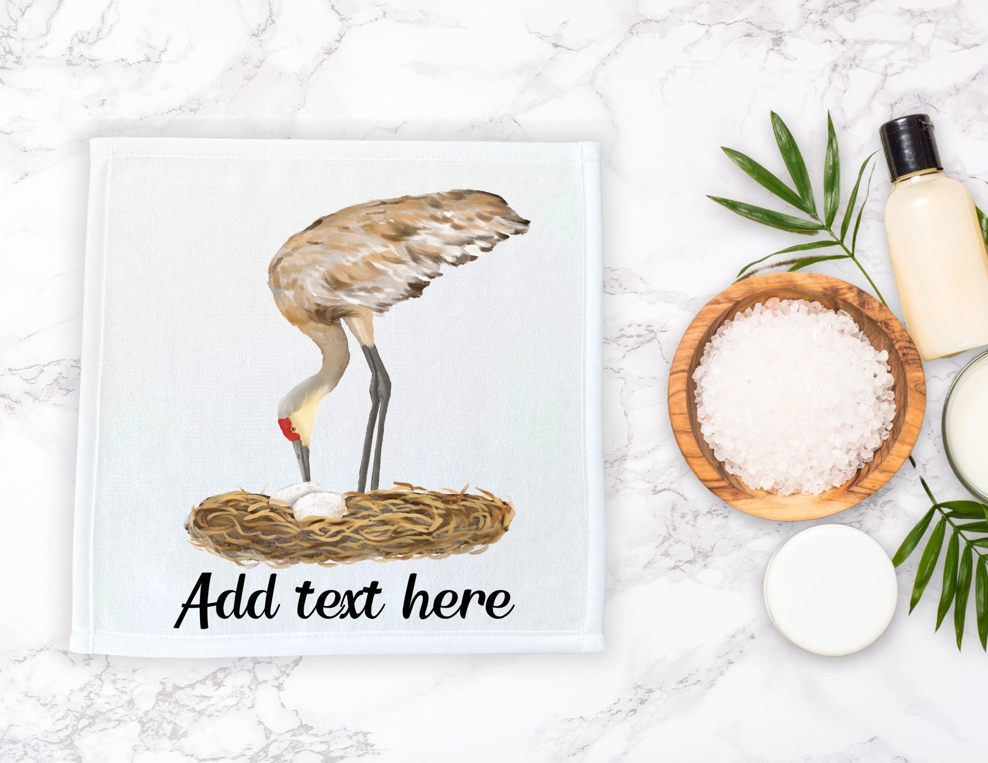 Sandhill Crane with Nest Bird Washcloth - MerikaArt