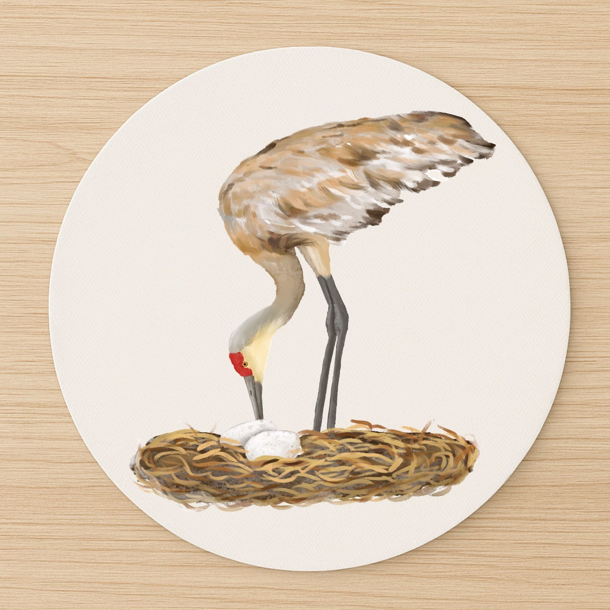 Sandhill Crane with Nest Mousepad - MerikaArt