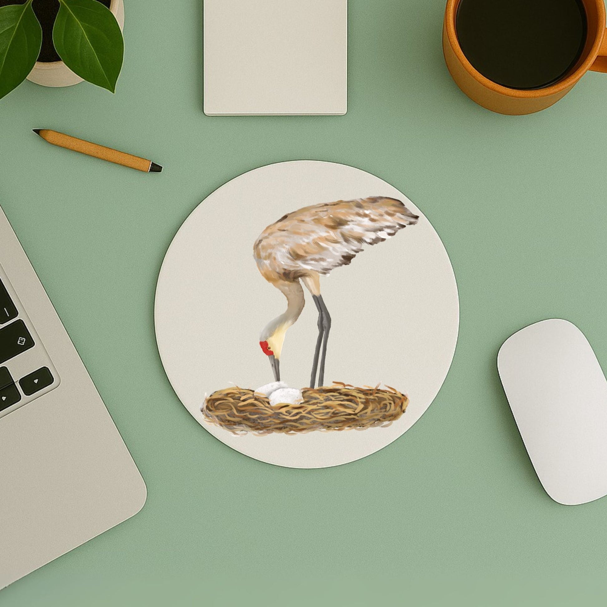 Sandhill Crane with Nest Mousepad - MerikaArt