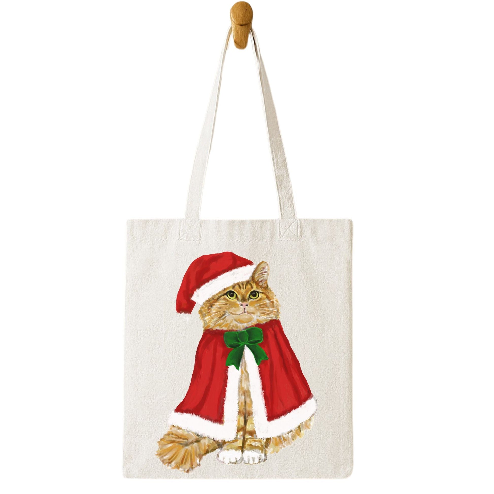 Santa Orange Cat Canvas Tote Bag - MerikaArt