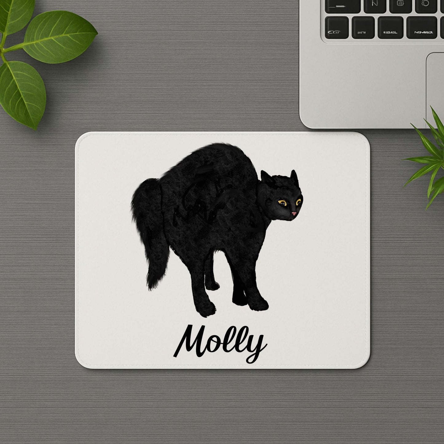 Scared Black Cat Mousepad - MerikaArt